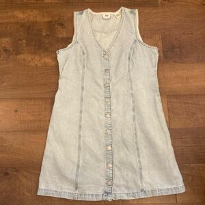 Levi's Westerncore Light Wash Sleeveless Button-Front Denim Mini Dress Women’s L